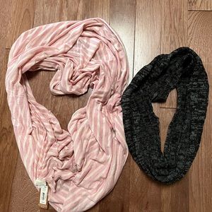 2 cute Infinity scarves , one brand new, one lightly worn